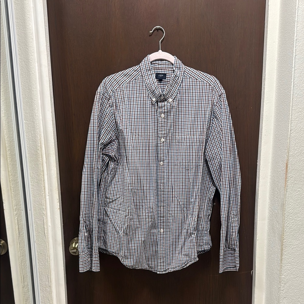 J. Crew Blue and White Casual Button Down Shirt